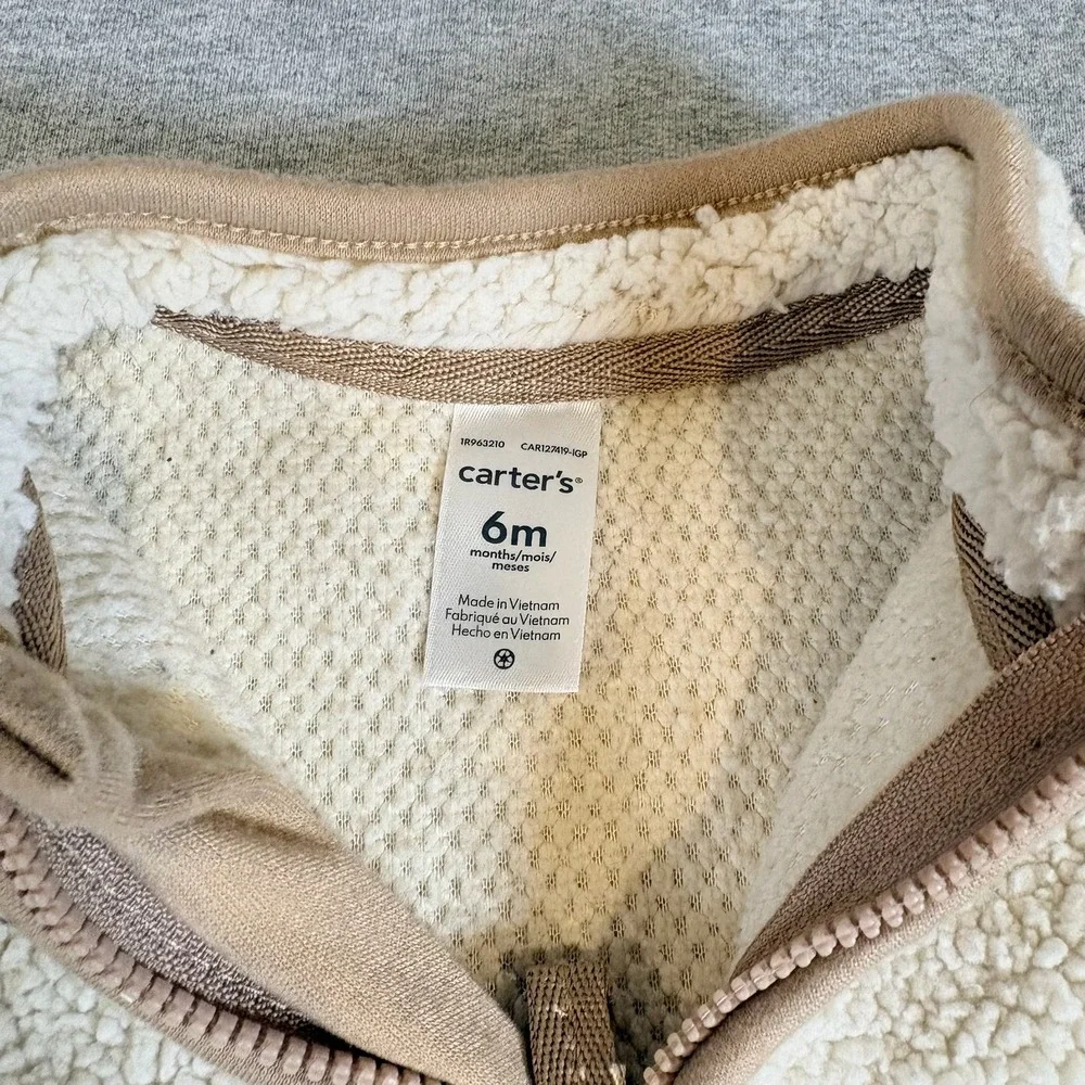 Carter's Sherpa Jumpsuit Baby 6m Cream Adventure Seeker Fleece One Piece
